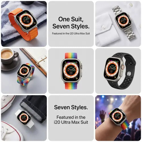 i20 Ultra Max Smart Watch With 7 Straps + Free Earbuds