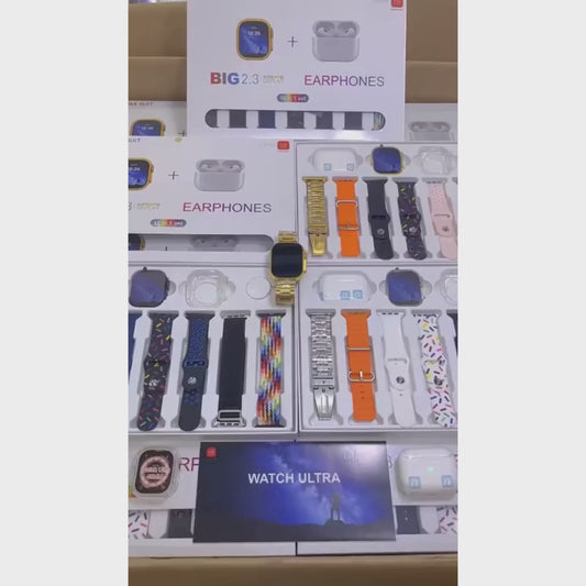 i20 Ultra Max Smart Watch With 7 Straps + Free Earbuds